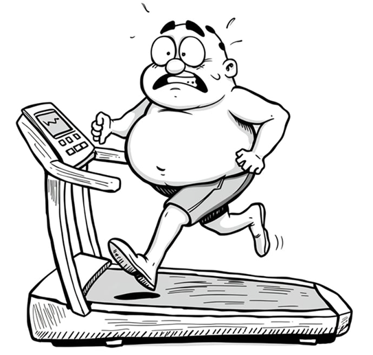 Ilustración de un sitio web personificado en una caminadora